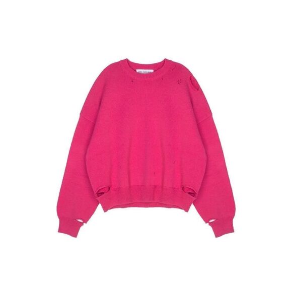 Ann Andelman Sweaters - Ann Andelman Pink Knit Distressed Sweater